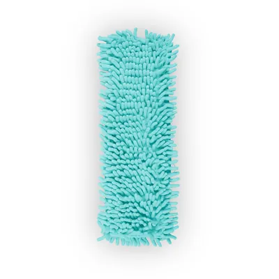 A teal chenille mop head is shown from a top-down perspective against a white background.