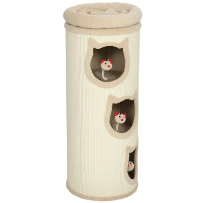 Produktbild von Kratzbaum Katze Katzenkratzfass 4-Ebenen-Katzenturm waschbarem Bett Grau