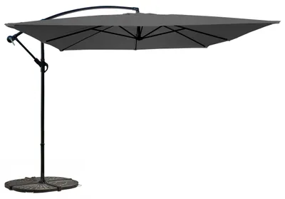 Image de Parasol déporté 3x3m et 4 dalles à lestées gris - Oviala Genova