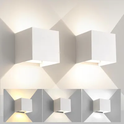 LED-Wandleuchte 2er-Set, 12W, 3 Farbtemperaturen, dimmbar, IP65, weiß