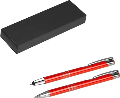 Produktbild von Metall Schreibset / Touchpen Kugelschreiber + Kugelschreiber / Farbe: mittelrot