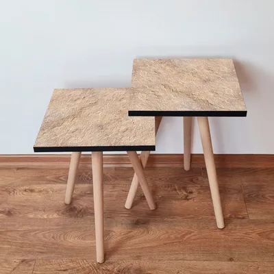 Productafbeelding van Skye Decor, 2Shp389 - Beige, Set van twee bijzettafels, Beige, 100% MDF, 35 x 35 x 47 cm