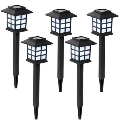 Produktbild von 5x LED Solarleuchte, Laterne, Dämmerungssensor, Schwarz, H 38 cm