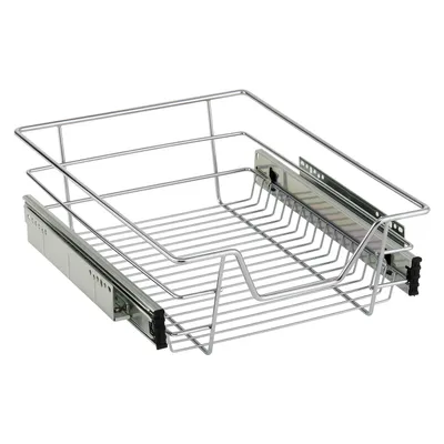 Produktbild von 1 x Teleskopschublade Korbauszug Schrankauszug aus verchromtem Metall Küchenschublade 40 cm