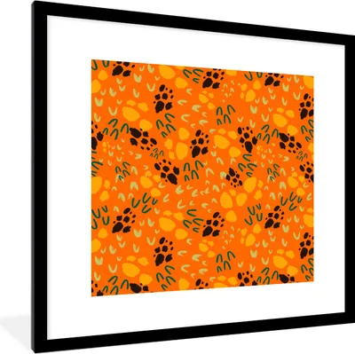 Produktbild von MuchoWow® MuchoWow® Gerahmtes Poster Orange - Abstrakt - Muster 40x40 cm - Poster mit zchwarzem Bilderrahmen - Poster - Plakat im Rahmen
