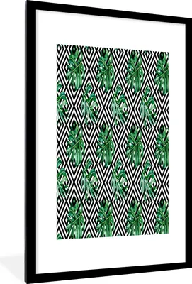 Produktbild von MuchoWow® MuchoWow® Gerahmtes Poster Weinlese - Monstera - Farne 60x90 cm - Poster mit zchwarzem Bilderrahmen - Dekoration - Wandposter Wohnzimmer - Hochwertig