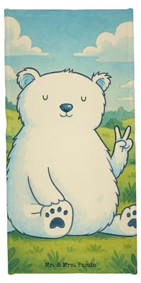 Produktbild von Mr. & Mrs. Panda Baumwollhandtuch Eisbär Faul Design - Blau Pastell - Geschenk, Reisehandtuch, Büro, Badhandtuch, sporthandtuch, Entspannen, Nordpol, Teddy, Handtuch, Bär