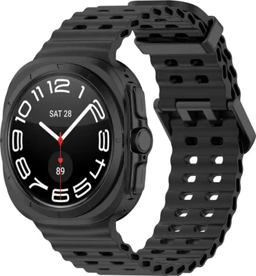 Produktbild von Strap-it Ocean Silikon-Smartwatch-Armband - passend für die Samsung Galaxy Watch Ultra / Ultra 2025 47mm (schwarz)