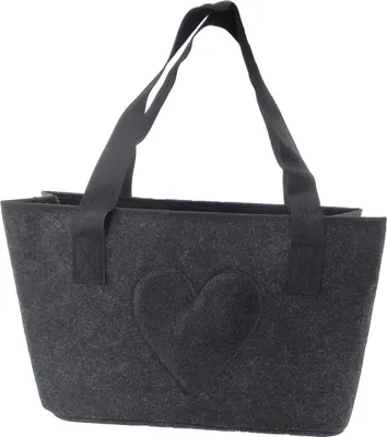 Produktbild von Filztasche mit Glitzer Herz – Praktische Aufbewahrung & Shoppingtasche, Anthrazit, 1 Stück