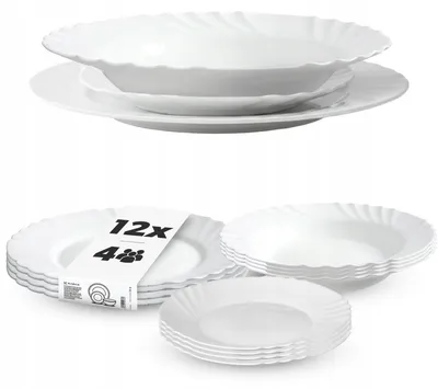 Produktbild von Kadax Speiseservice 12-teiliges Geschirrset Hartglas Weiß