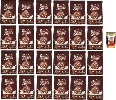 Produktbild von Mulino Bianco Pan di Stelle 24x350g | Italienische Kakaokekse mit Zuckersternen, ohne Palmöl – Frühstück, Snack & Dessert – Premium Vorratspack 8,4kg + Italian Gourmet polpa