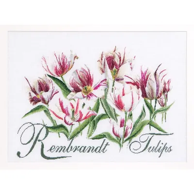 Zdjęcie produktu dla Zestaw do haftu krzyżykowego Thea Gouverneur "Rembrandt tulipany Aida", wzór liczony, 59x43cm