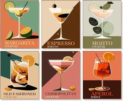 Productafbeelding van 77iiAii Schilderen op nummer, cocktail, 6 stuks, schilderen op nummer, volwassenen, handgeschilderd olieverfschilderij, canvas, kit 20 x 30 cm