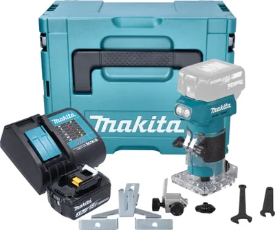 Image de Makita DRT 52 SF1J Affleureuse sans fil 18 V 6 mm Brushless + 1x batterie 3,0 Ah + chargeur + Makpac