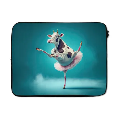 Produktbild von MuchoWow® Laptop Hülle 15 Zoll Kuh - Ballett - Porträt - Blau - Tiere - Kind Laptoptasche - Laptoptasche - Sleeve - Rundum-Schutz