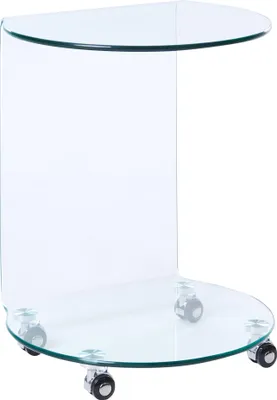Obrázok produktu pre BELIANI Konferenčný stolík z číreho tvrdeného skla 57 x 45 cm s kolieskami minimalistický štýl obývacej izby