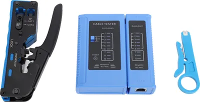 Image de RJ45 Crimp Tool Kit Network Cable Crimping Cutting Stripping Tool with Tester for Cat5e Cat6 Cat6a
