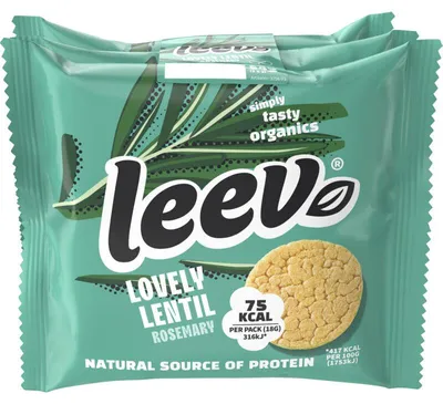 Obrázok produktu pre Leev Linzenwafels s rozmarínom, 54 g – chrumkavé slané šošovicové oblátky