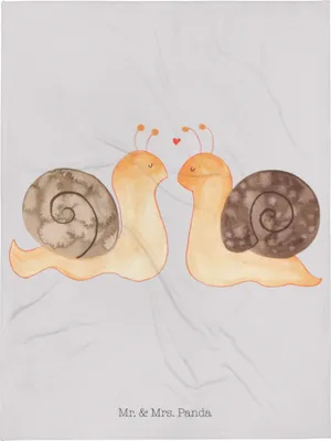 Produktbild von Mr. & Mrs. Panda XL Kuscheldecke  Schnecken Liebe - Grau Pastell - Geschenk, Zufrieden, Verliebt, Freundin, Pärchen, Paar, glücklich