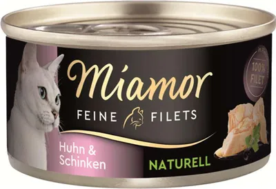 Produktbild von Miamor Feine Filets naturelle Huhn & Schinken, Adult, jede Rasse, Huhn, Schinken, 80 g, Ohne künstliche Farbstoffe