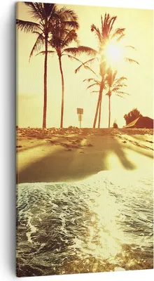 Produktbild von Bild auf Leinwand - Leinwandbild - Strand Meer Palme - 45x80cm - Wand Bild - Wanddeko - Wandbilder - Leinwanddruck - Bilder - Kunstdruck - Wanddekoration - Leinwand bilder - Wandkunst - PA45x80-3609