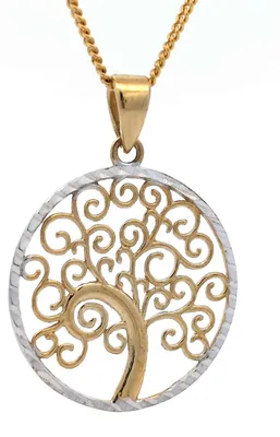 Produktbild von Gold Anhänger Lebensbaum mit Goldkette massiv 333-8 Karat Gold 60 cm