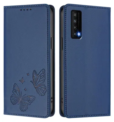 Obrázek produktu pro Kožené pouzdro pro TCL Stylus 5G, motýlí ražbou, peněženkové flip pouzdro se stojánkem Tmavě modrá