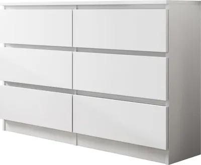 Produktbild von MIRJAN24 Kommode Malwa M6 120, Stilvoll Sideboard mit 6 Schubladen, Schlafzimmer Highboard, Modern Kollektion (Weiß)