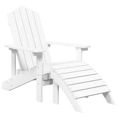 Image de vidaXL Chaise de jardin Adirondack avec repose-pieds HDPE blanc
