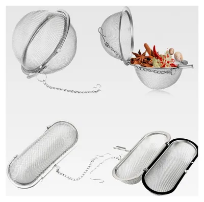 Produktbild von Gewürzsieb, 4 Stück Gewürzsieb zum Kochen, Gewürzkugel, Teeei, Gewürzbeutel, großes Gewürzsäckchen, Edelstahl Teesieb für losen Tee und Gewürze