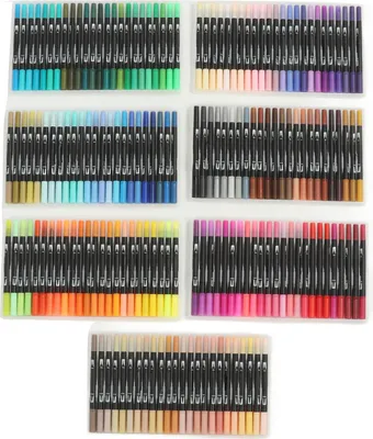 Obrázek produktu pro 168 barev Dual Brush Marker Pen 0,5 mm jemné hroty akvarel pro kreslení malování vybarvování psaní