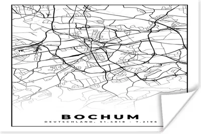 Produktbild von MuchoWow® Poster Karte - Stadtplan - Bochum - Karte 60x40 cm - Schlafzimmerdekoration