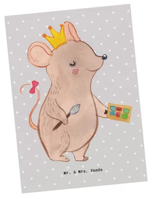 Produktbild von Mr. & Mrs. Panda Postkarte Maskenbildnerin Herz - Grau Pastell - Geschenk, bildkarte, Beauty Salon, Wellness, spruchkarte, Ausbildung, Grußkarte, Postkarten, Make Up