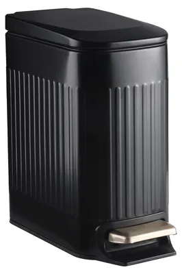 Abfalleimer 7L Edelstahl, Pedaleimer mit Inneneimer, Soft-Close-Deckel, schwarz
