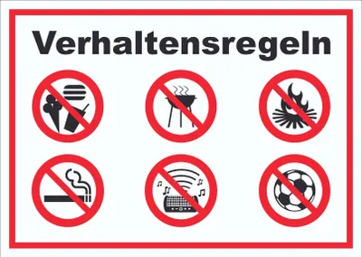 Produktbild von Schild Verhaltensregeln Verbote A4 (210x297mm)