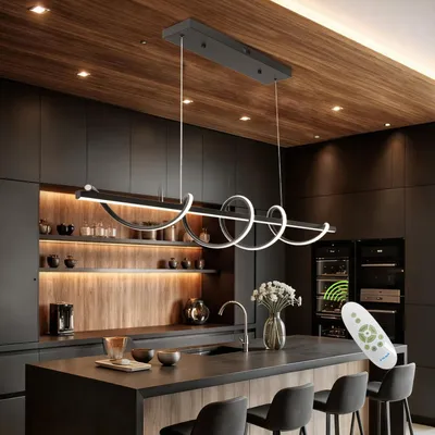 LED-Hängelampe, dimmbar, Farbwechsel, chrom, für Kücheninseln