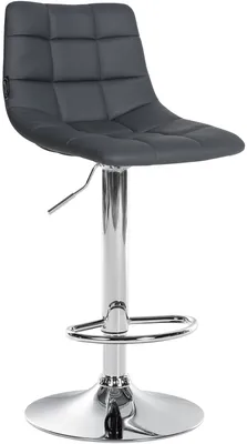 Zdjęcie produktu dla Taboret barowy CLP Jerry, obity sztuczną skórą, z regulowaną wysokością i możliwością obrotu o 360 stopni, kolor: szary, rama: chromowana
