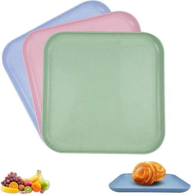 Image de Plateau en plastique antidérapant, carré, 29 x 2,5 cm, lot de 3