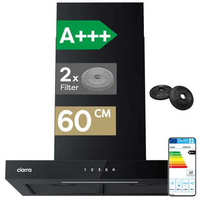 Immagine prodotto di CIARRA A+++ 650 m³/h cofano aspirante 60cm cofano a parete WIFI +APP & Touch Control Boost VMB6102