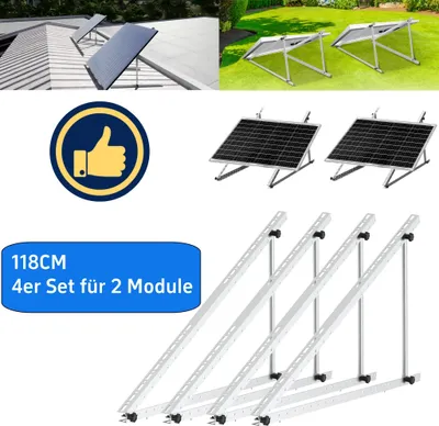 Produktbild von Balkonkraftwerk Halterung Solarpanel Halterung Solaranlage 118cm 4 Stück für Flachdach