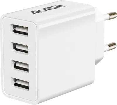Immagine prodotto di Akashi, caricatore 25W 4 porte USB a ricarica rapida compatto, bianco