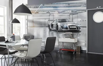 Produktbild von Komar Fototapete "Audi R8 Le Mans", grau, 368 x 254 cm