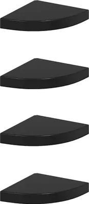 Zdjęcie produktu dla Narożne Półki Ścienne, 4 Szt., Połysk, Czarne, 25X25X3,8Cm, Mdf Lumarko!
