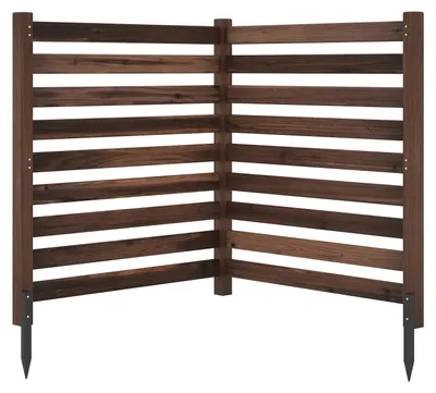 Zdjęcie produktu dla COSTWAY 2-częściowe ogrodzenie ogrodowe, ogrodzenie 98 x 107 cm z 3 drewnianymi słupkami, ogrodzenie zapewniające prywatność z drewna jodłowego, ogrodzenie na zatrzaski z listew, ogrodzenie zapewniające prywatność, wolnostojące, brązowe