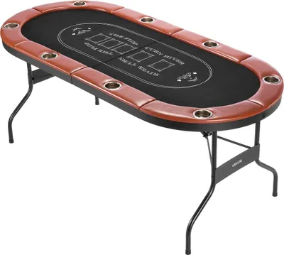 Produktbild von 1828.8 mm Folding Poker Table Foldable 8 Player Casino Texas Holdem Table