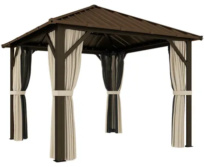Produktbild von Gartenpavillon ca. 3 x 3 m Aluminium Pavillon mit Stahldach Hardtop Moskitonetz 4 Seitenteile, UPF50+