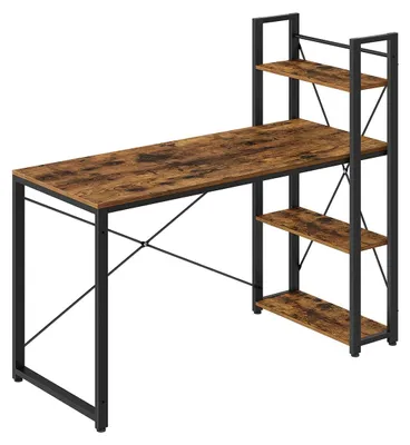 Produktbild von Computertisch mit Regalen – Vintage Braun-Schwarz – Spanplatte, Stahl – 56 x 137 x 120 cm