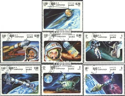 Produktbild von Briefmarken Kambodscha 1985 Mi 655-661 (kompl.Ausg.) gestempelt Raumfahrt