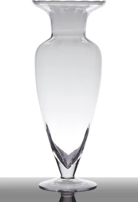 Produktbild von INNA-Glas Bodenvase Glas Kendra auf Standfuß, Trichter - rund, klar, 32cm, Ø 12,5cm - Pokal Vase - Amphore Vase
