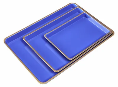 Produktbild von Werner Voß Tablett-Set S 3-tlg., Dekotabletts, Materialmix, Blau, 55984